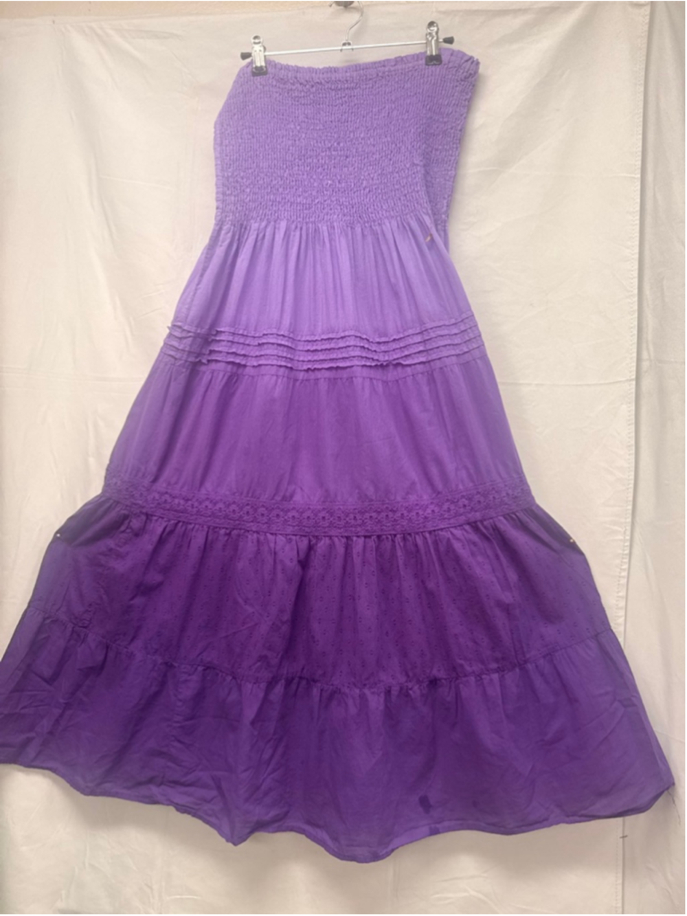 Vintage Women's Speed Control New York Purple Ombre Strapless Maxi Dress XL